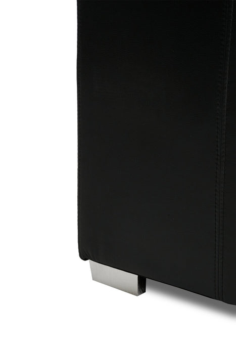 Sofa-lit Drake de 87 po en tissu d’apparence cuir avec lit rétractable, appuie-têtes relevables et capitonnage à boutons - noir