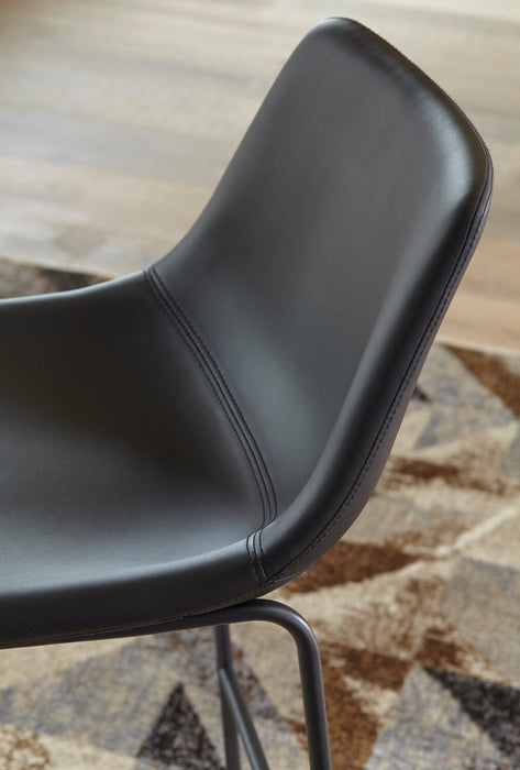 Tabouret bar Cole en tissu de cuir végétalien et en métal - noir