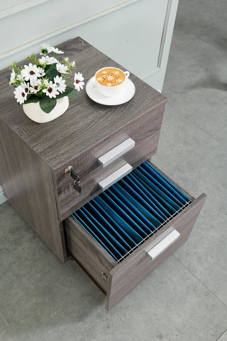 Classeur latéral Oscar de 15,75 po à 3 tiroirs - gris vieilli