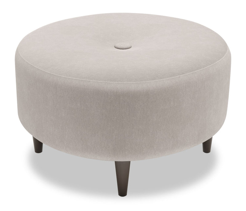 Pouf personnalisable The Curve de Sofa Lab de 31 po fabriqué au Canada en tissu d’apparence lin - gris Pax Slate