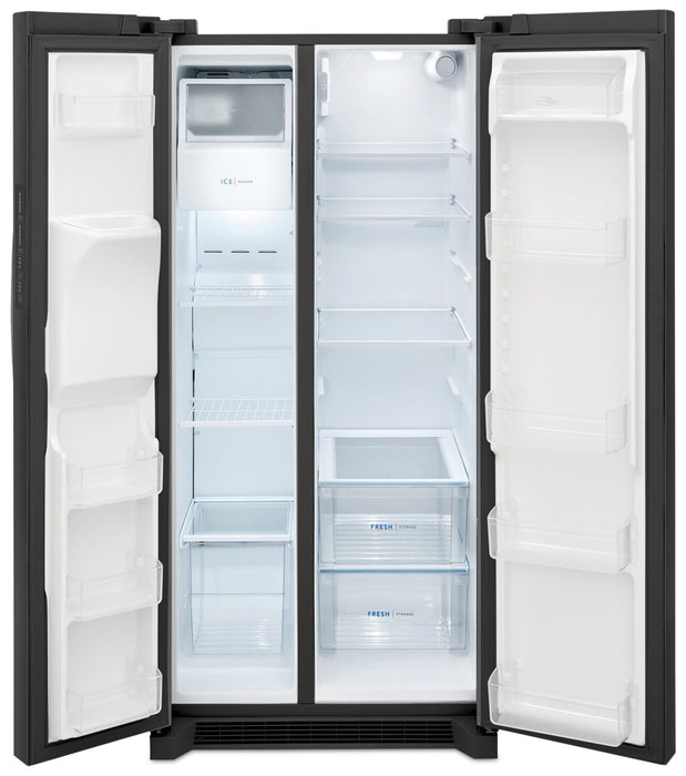 Réfrigérateur Frigidaire de 22,3 pi³ et de 33 po de profondeur standard à compartiments juxtaposés - acier inoxydable noir - FRSS2323AD