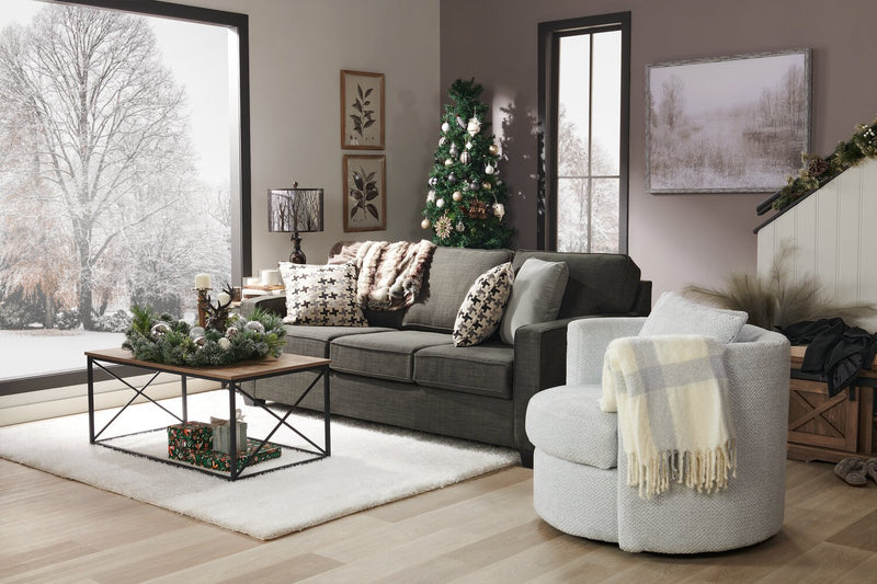 Fauteuil d’appoint pivotant Cuddler Petite de 36 po fabriqué au Canada en tissu de chenille - gris Teddy Star