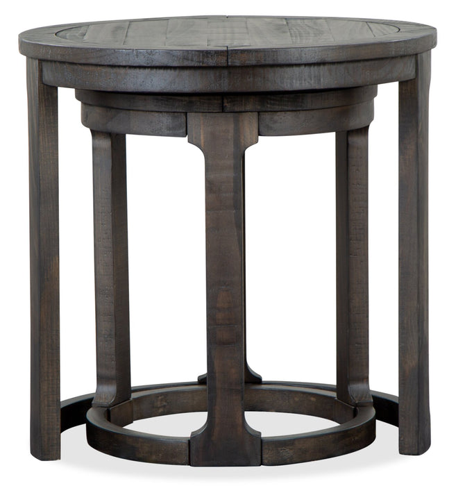 Tables de bout gigognes rondes traditionnelles Axl de 24 po - bois gris-brun foncé