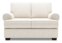  Causeuse Roll de Sofa Lab de 64 po fabriquée au Canada en tissu d’apparence lin avec accoudoirs enroulés - beige Luxury Sand 