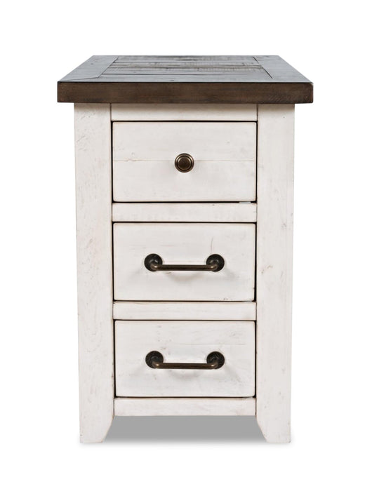 Table de fauteuil rustique Morgan de 16 po avec rangement - blanche avec bois recyclé