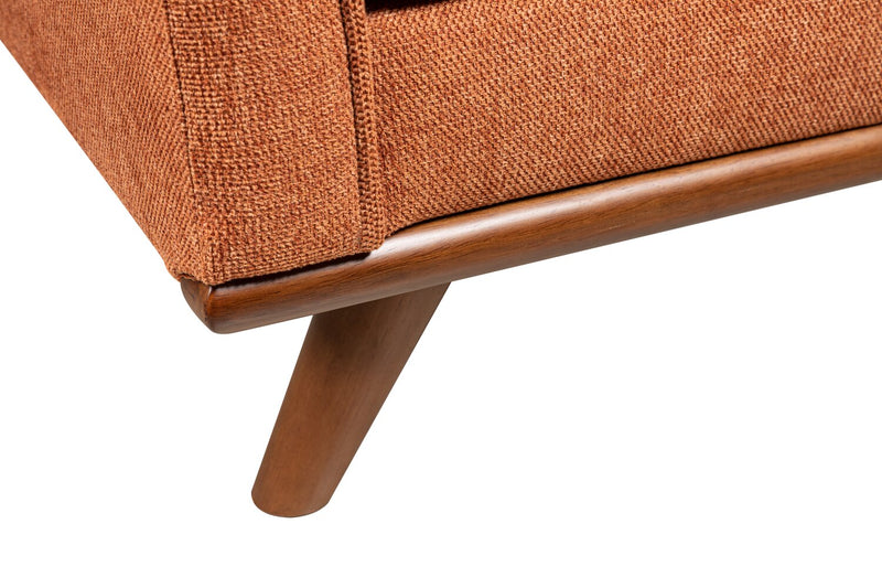 Causeuse Kassia de Kort & Co. de 65,4 po en tissu d’apparence lin avec base et pattes en bois - orange