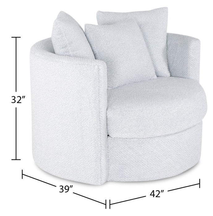 Fauteuil d’appoint pivotant Cuddler Midi de 42 po fabriqué au Canada en tissu de chenille - gris Teddy Star