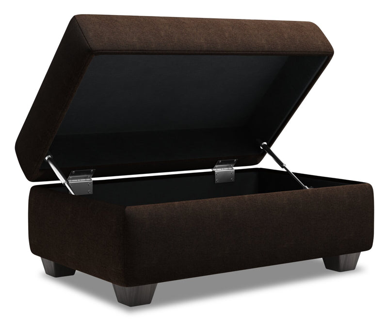 Pouf de rangement personnalisable The Trunk de Sofa Lab de 39 po fabriqué au Canada en tissu de chenille - brun Luxury Chocolate