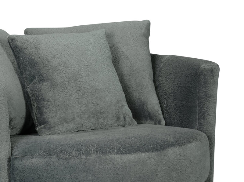 Fauteuil d’appoint pivotant Cuddler Midi de 42 po fabriqué au Canada en tissu de chenille - gris Plush Thunder