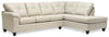 Sofa sectionnel de droite Addison 2 pièces fabriqué au Canada en tissu d’apparence cuir avec coussins de siège amovibles - beige