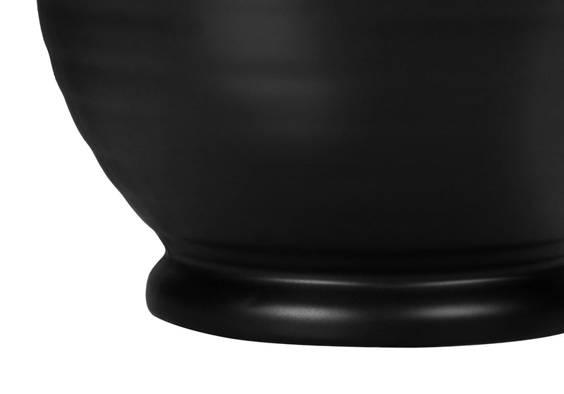 Lampe de table de 17 po en céramique noire avec abat-jour cylindrique lin