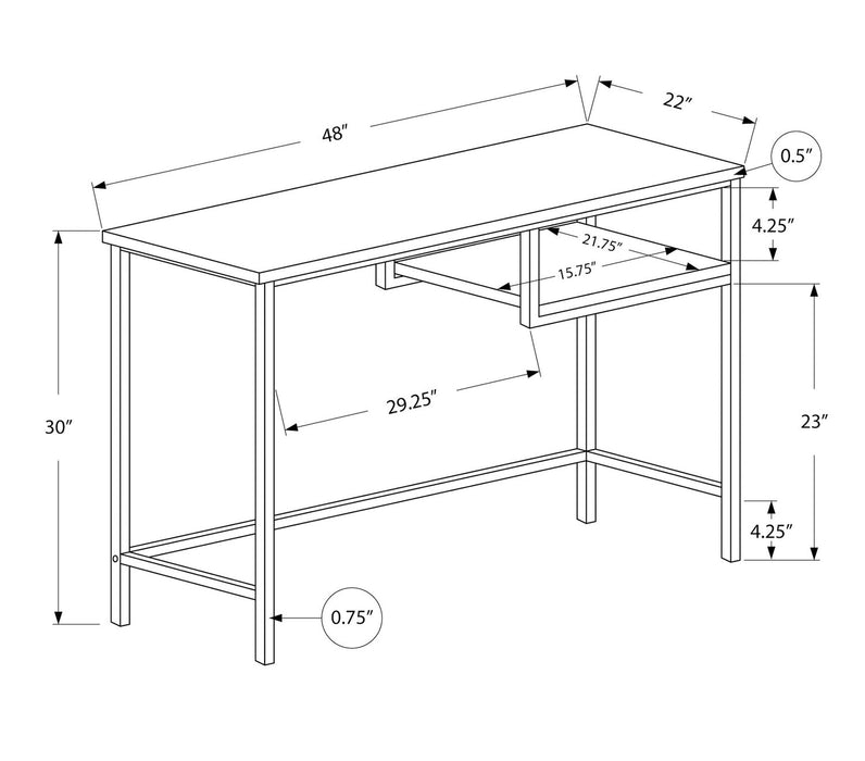 Bureau Franzie de 48 po avec tablette - taupe