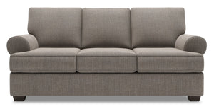 Sofa personnalisable Roll de Sofa Lab de 86 po fabriqué au Canada en tissu d’apparence lin avec accoudoirs enroulés - gris Luna Smoke