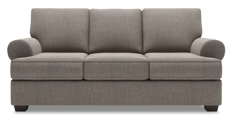 Sofa personnalisable Roll de Sofa Lab de 86 po fabriqué au Canada en tissu d’apparence lin avec accoudoirs enroulés - gris Luna Smoke