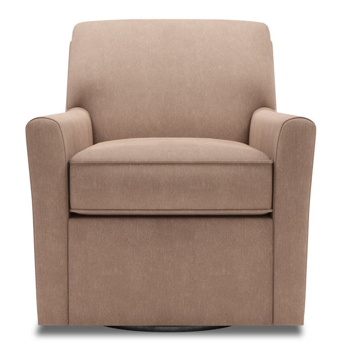 Fauteuil d’appoint pivotant Sofa Lab personnalisable de 31 po fabriqué au Canada en tissu d’apparence lin - brun Pax Wicker