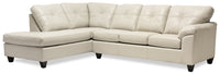  Sofa sectionnel de gauche Addison 2 pièces fabriqué au Canada en tissu d’apparence cuir avec coussins de siège amovibles - beige