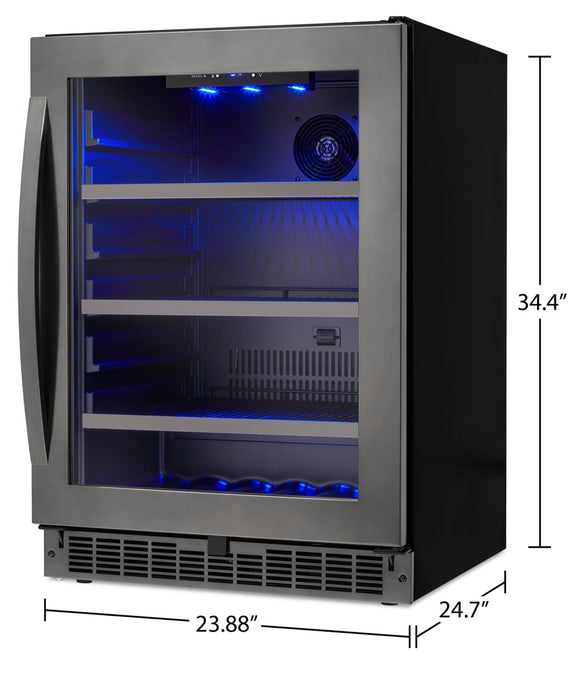 Refroidisseur à boissons Prague de Silhouette de 5,6 pi³ et de 23,9 po à 1 porte - acier inoxydable noir - SSBC056D3B-S
