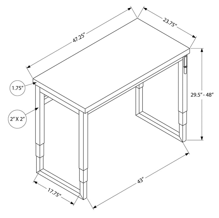 Bureau Kai de 47,25 po à hauteur réglable - brun