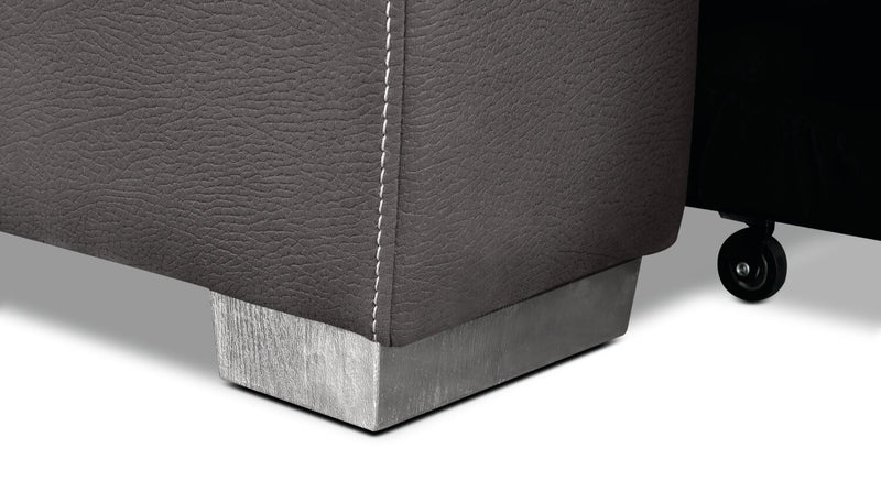 Sofa-lit Drake de 87 po en tissu de suédine avec lit rétractable, appuie-têtes relevables et capitonnage à boutons - gris