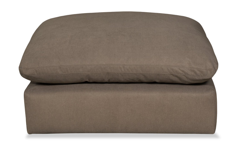 Pouf modulaire Eclipse de 43 po en tissu d’apparence lin avec coussin en duvet et plumes - brun ardoise