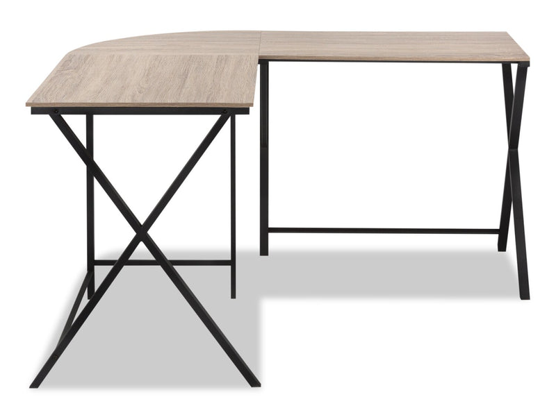Bureau en coin en forme de L Lidia de 55,25 po - taupe 