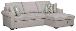 Sofa-lit sectionnel de droite Haven de Scott Living 2 pièces en tissu de chenille avec fauteuil long de rangement - gris