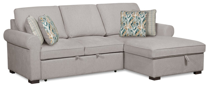 Sofa-lit sectionnel de droite Haven de Scott Living 2 pièces en tissu de chenille avec fauteuil long de rangement - gris