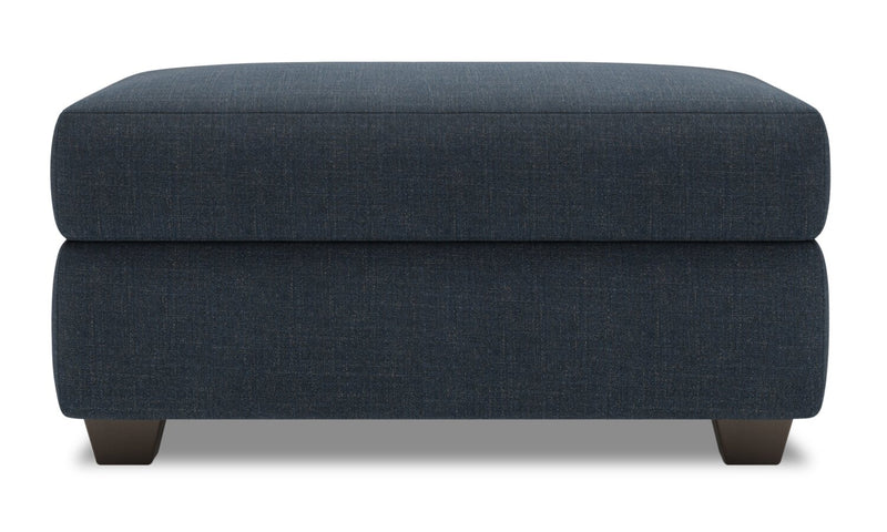 Pouf de rangement personnalisable The Trunk de Sofa Lab de 39 po fabriqué au Canada en tissu d’apparence lin - bleu Luna Sailor
