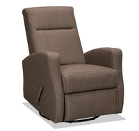Fauteuil berçant, pivotant et inclinable Nyla de 30 po en tissu d’apparence lin - brun