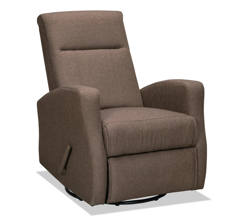 Fauteuil berçant, pivotant et inclinable Nyla de 30 po en tissu d’apparence lin - brun