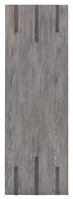 Table de salon moderne Eldridge de 48 po avec tablette - gris vieilli avec métal et bois