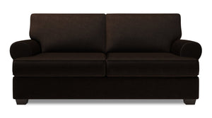 Sofa personnalisable Roll de Sofa Lab de 76 po de format condo fabriqué au Canada en tissu de chenille avec accoudoirs enroulés - brun Luxury Chocolate