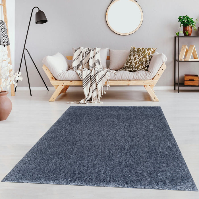 Carpette à poil long Lawson bleue - 5 pi x 7 pi