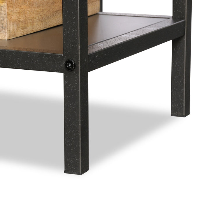 Bureau en forme de L Tayla de 60,67 po à 2 tiroirs avec armoire - chêne antique et noir