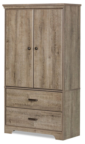 Commode verticale Holt de 33,75 po (L) x 63,5 po (H) à 2 tiroirs avec armoire de rangement pour la chambre à coucher, fabriquée au Canada - brune