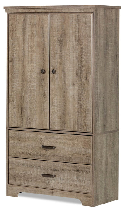 Commode verticale Holt de 33,75 po (L) x 63,5 po (H) à 2 tiroirs avec armoire de rangement pour la chambre à coucher, fabriquée au Canada - brune