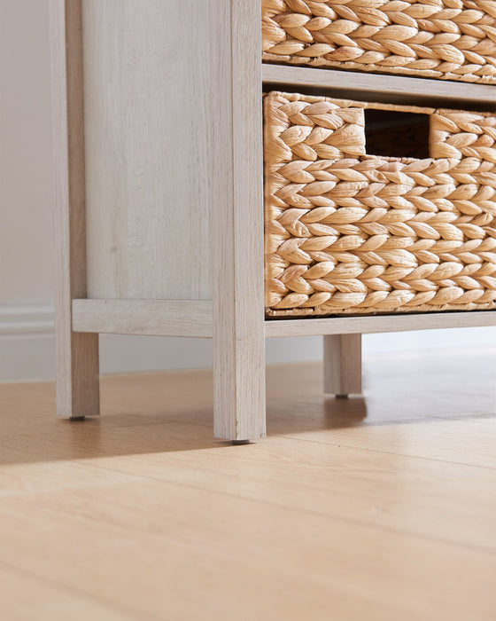 Table de fauteuil Jon de 15,5 po avec 2 paniers et tiroir - chêne blanc