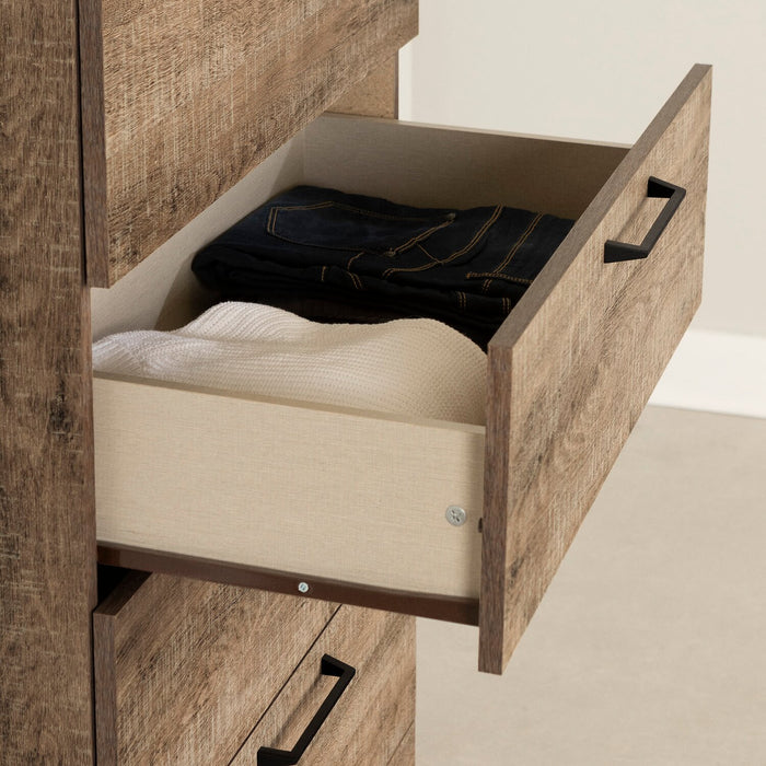 Commode verticale Everley de 29 po (L) x 49 po (H) à 5 tiroirs pour la chambre à coucher - brune