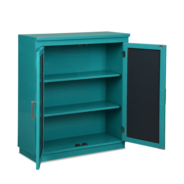 Armoire décorative Darci de 31,5 po avec portes en miroir - bleue