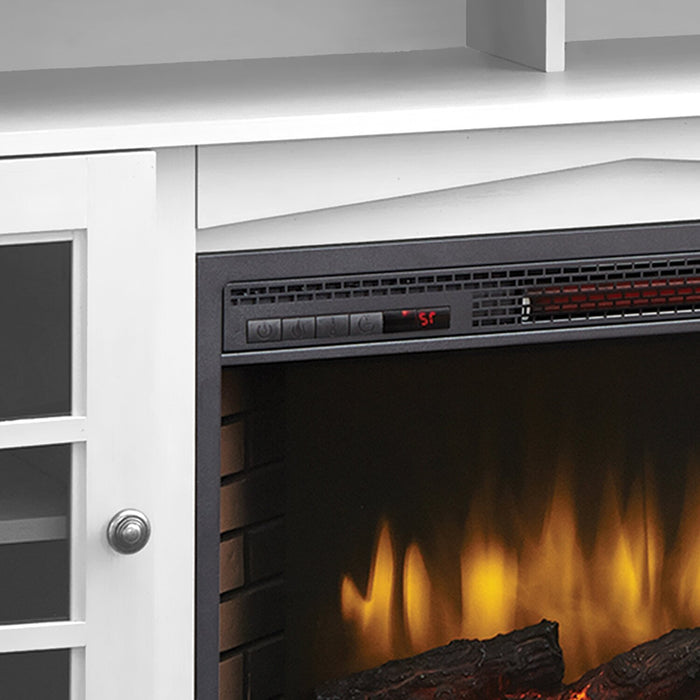 Meuble pour téléviseur Huntley de 59 po avec foyer électrique, rangement et système de gestion des câbles pour téléviseurs jusqu’à 65 po - blanc