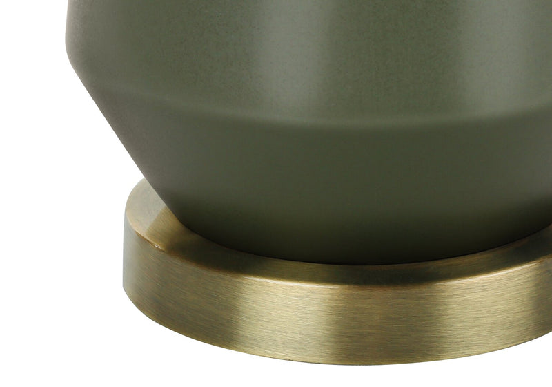 Lampe de table de 26 po en céramique verte et dorée