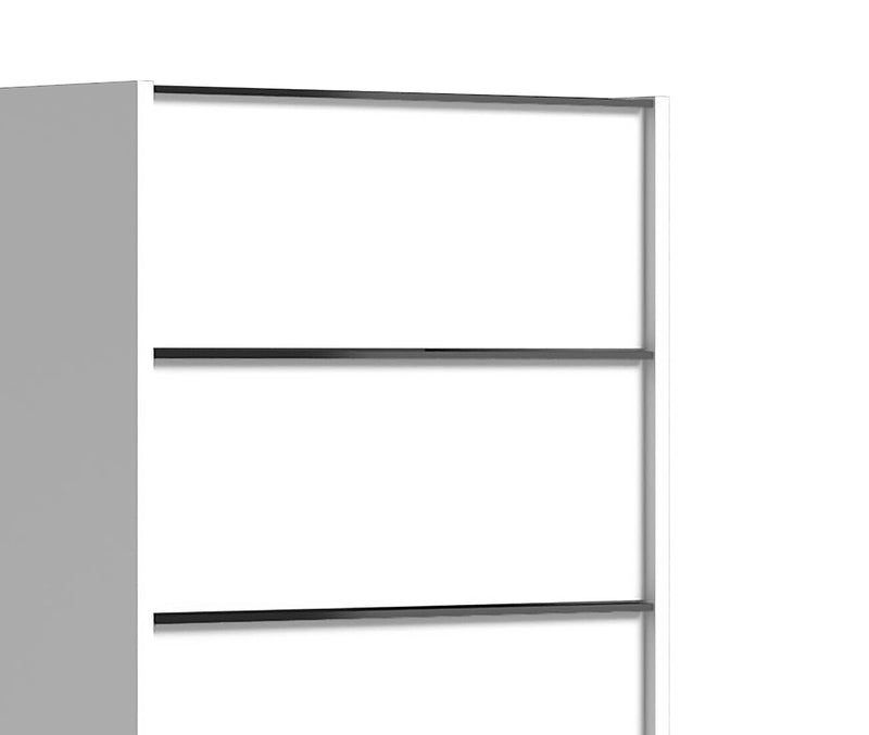 Commode verticale de chambre à coucher Raia à 5 tiroirs - fabriquée en Italie, 23 po (L) x 53,5 po (H), moderne - blanche