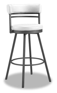  Tabouret bar Mila en tissu de cuir végétalien et en métal avec siège pivotant - blanc