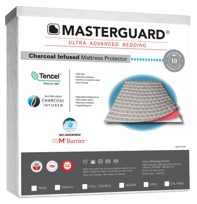 Protège-matelas en tissu TencelMD imprégné de charbon de MasterguardMD pour grand lit
