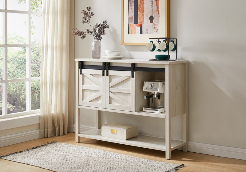 Armoire décorative Corbin de 47,25 po avec portes de grange coulissantes - chêne blanc