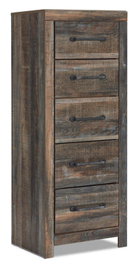 Commode verticale étroite Abby de 21,7 po (L) x 53,9 po (H) à 5 tiroirs pour la chambre à coucher - brune