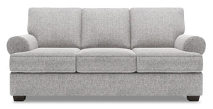 Sofa personnalisable Roll de Sofa Lab de 86 po fabriqué au Canada en tissu d’apparence lin avec accoudoirs enroulés - gris Luna Domino
