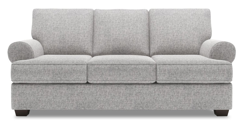 Sofa personnalisable Roll de Sofa Lab de 86 po fabriqué au Canada en tissu d’apparence lin avec accoudoirs enroulés - gris Luna Domino