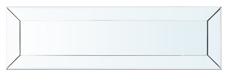 Table de salon somptueuse Berni de 47,4 po avec dessus en miroir et en verre et tablette - métal argenté avec pattes à apparence de diamant