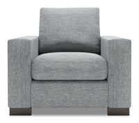  Fauteuil Track de Sofa Lab de 38 po fabriqué au Canada en tissu d’apparence lin avec accoudoirs rectilignes - gris Luna Pewter 
